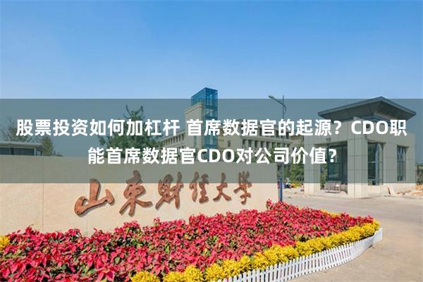 股票投资如何加杠杆 首席数据官的起源？CDO职能首席数据官CDO对公司价值？