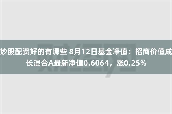 炒股配资好的有哪些 8月12日基金净值：招商价值成长混合A最新净值0.6064，涨0.25%